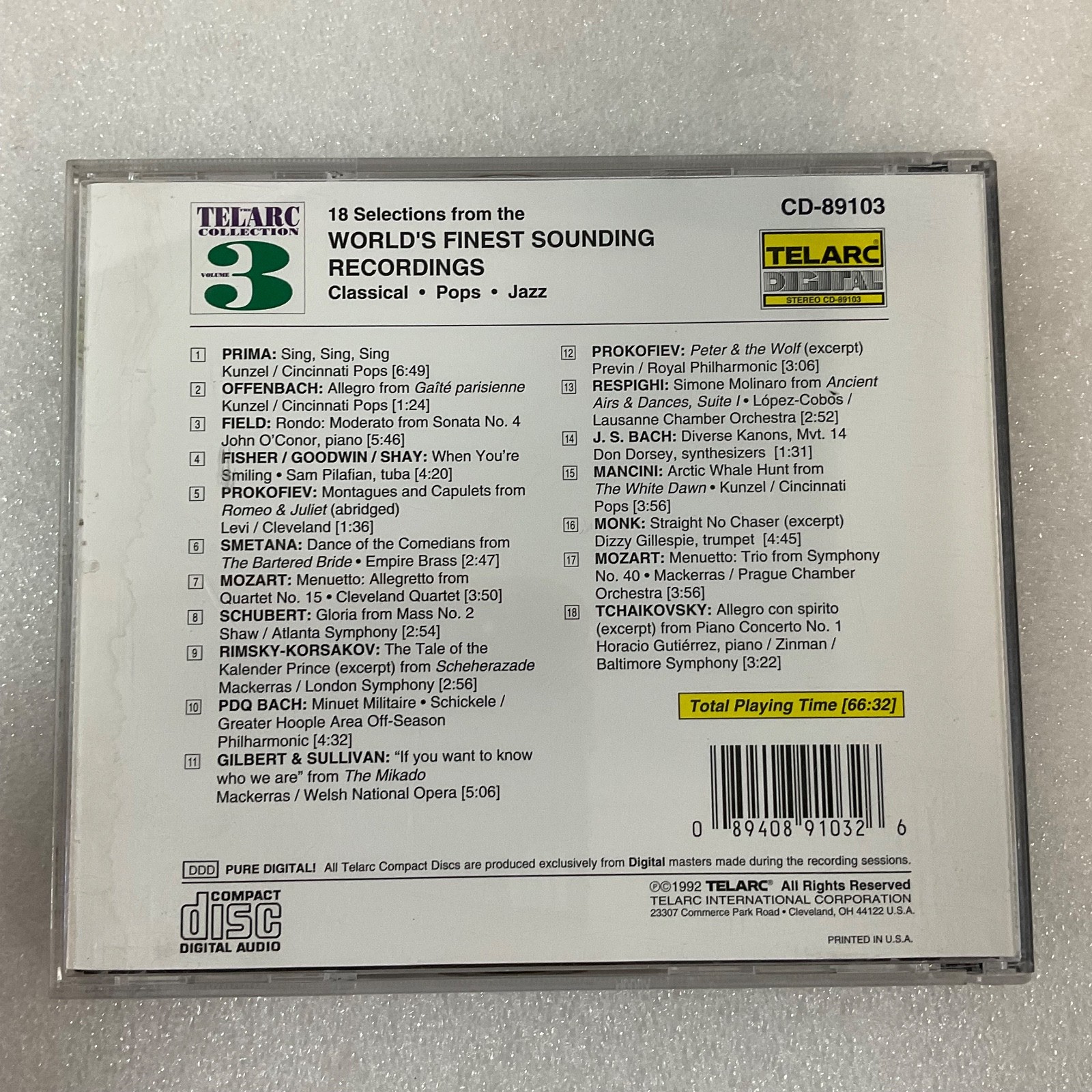 The Telarc Collection Vol. 3 (1992) Various Artists Classical / Pops / Jazz CD - Image 2