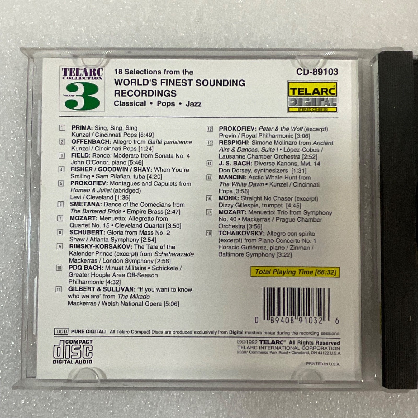 The Telarc Collection Vol. 3 (1992) Various Artists Classical / Pops / Jazz CD - Image 8