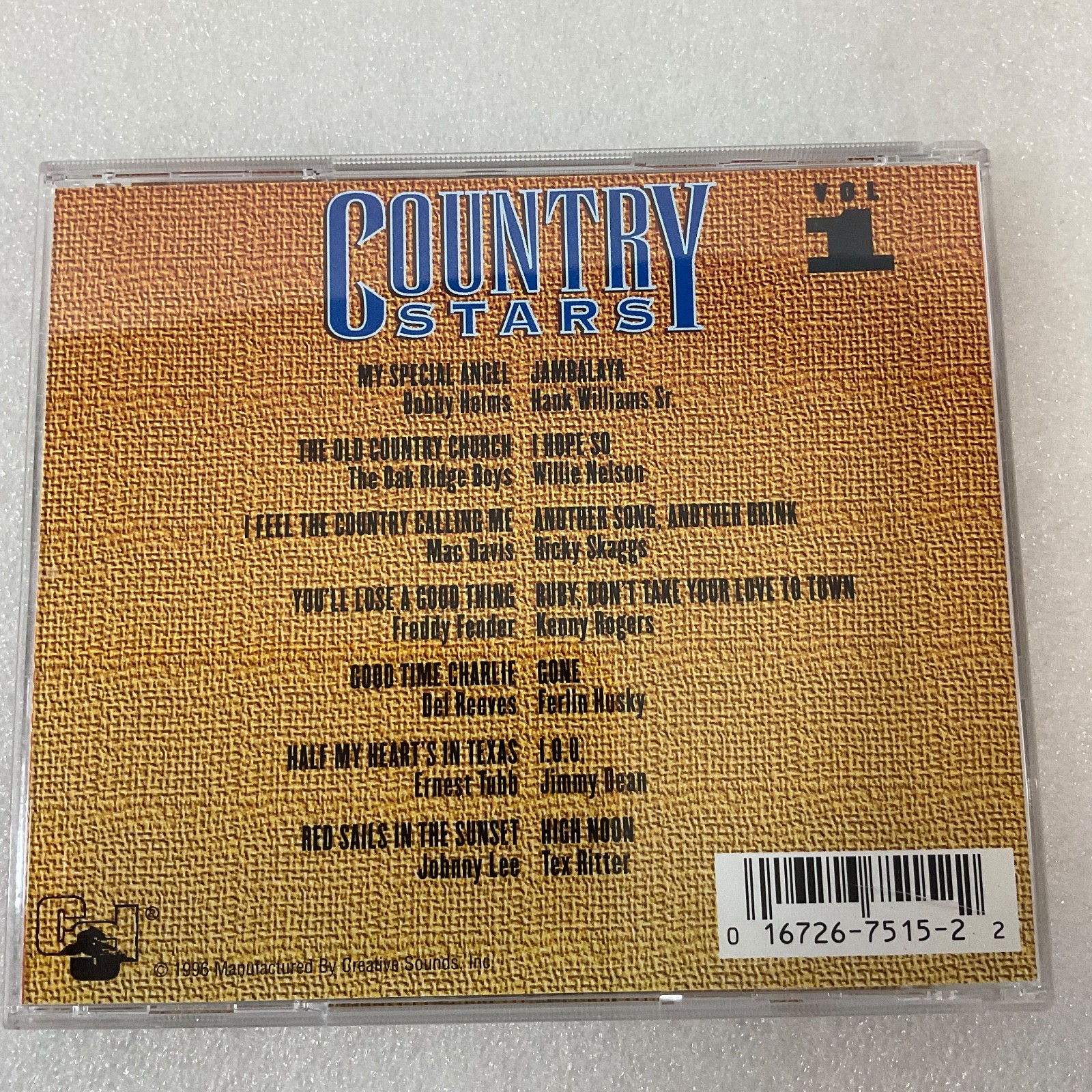 Country Stars Volume One CD 1996 Various Artists 15 Original Hits - Image 2