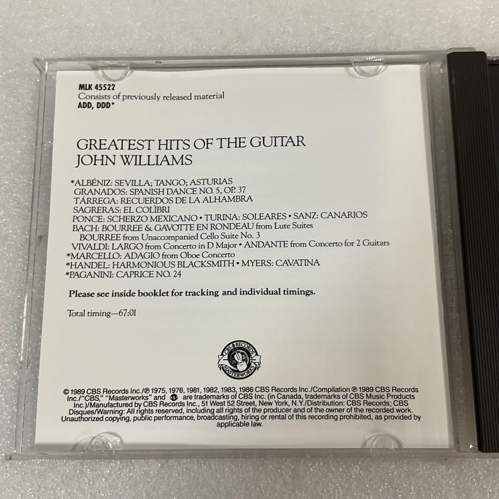 John Williams Greatest Hits of the Guitar CBS Masterworks CD Classical - Image 10