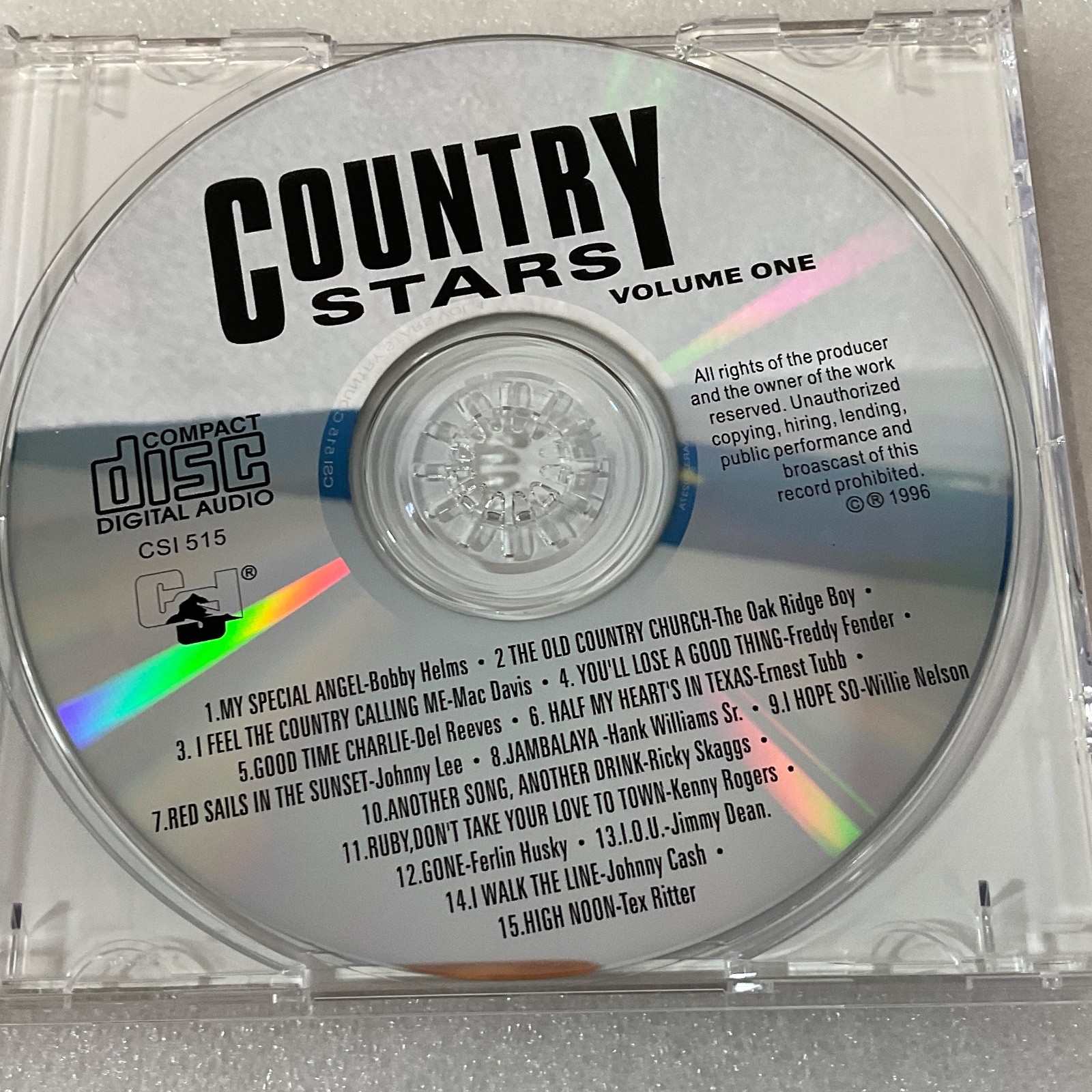 Country Stars Volume One CD 1996 Various Artists 15 Original Hits - Image 9