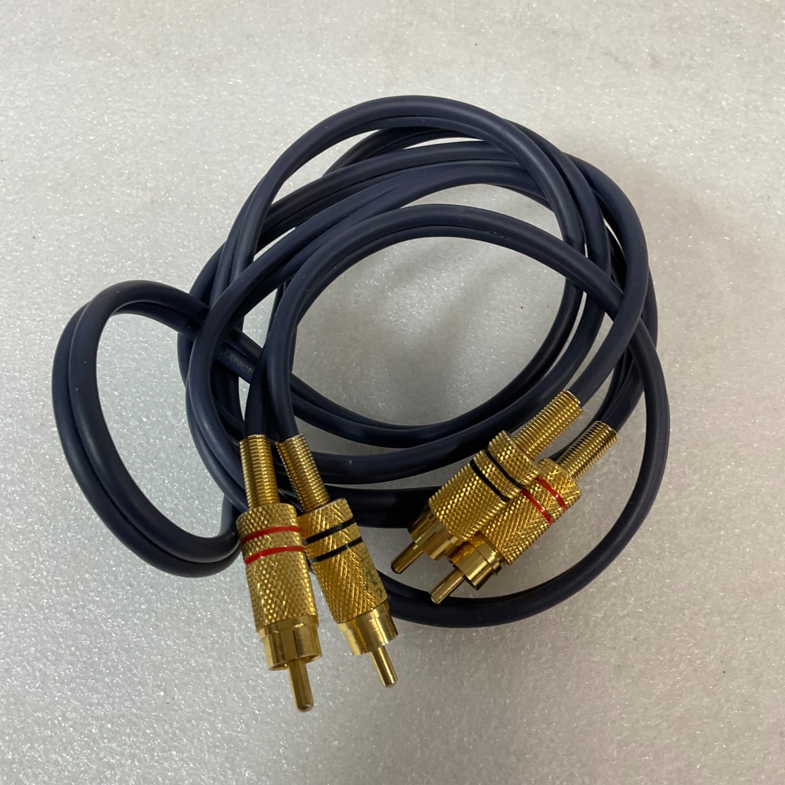 60 in Stereo RCA Audio Cable Gold Tone Metal Connectors Dual Male - Image 1