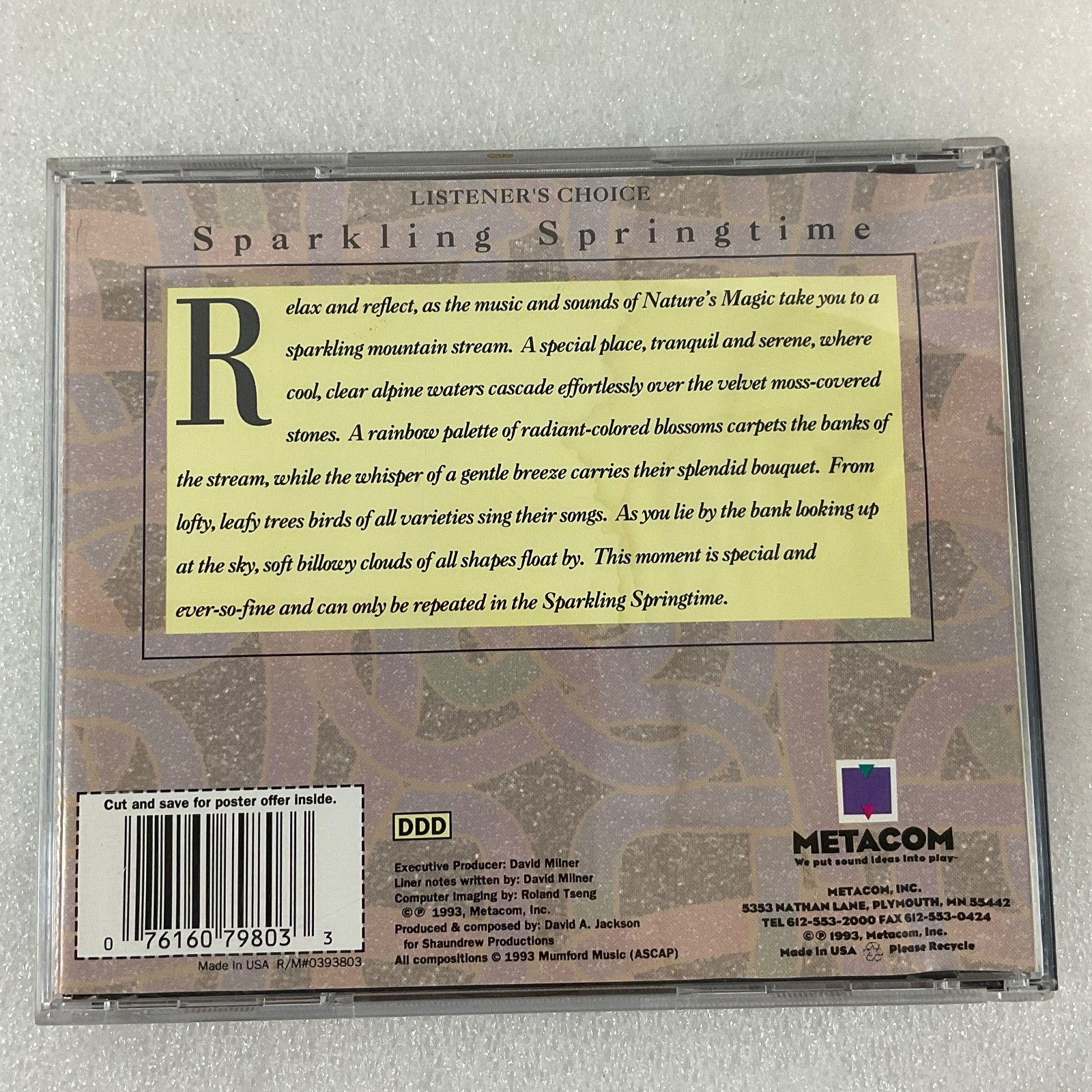 Sparkling Springtime CD Listener’s Choice Metacom 1993 Nature Sounds Ambient - Image 2