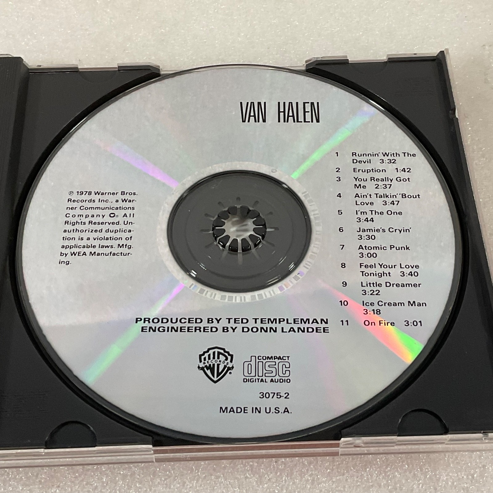 Van Halen Self-Titled CD 1978 Warner Bros. 3075-2 Made in USA Classic Rock - Image 11