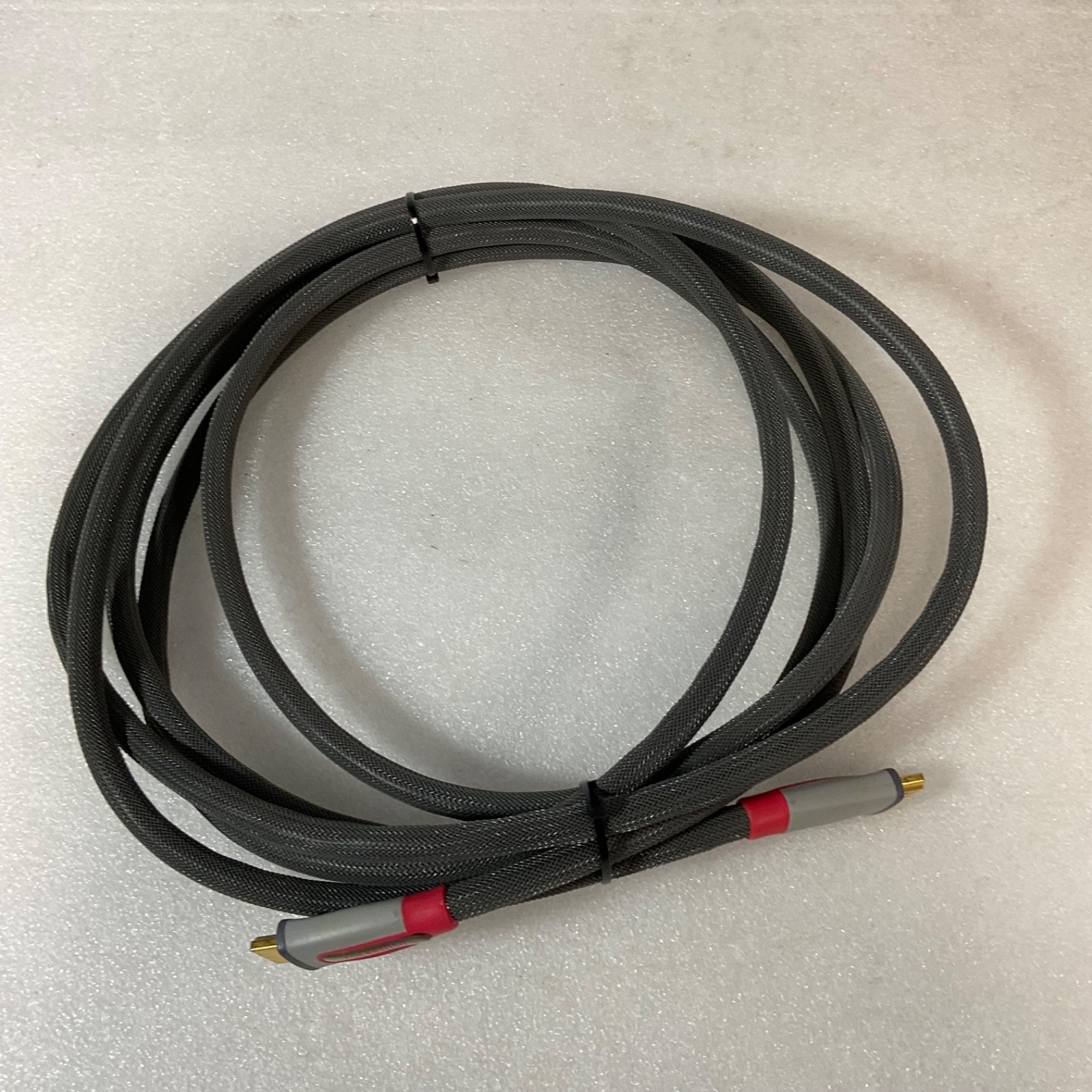 Rocketfish HDMI Cable 144 in Heavy Duty Braided Gray Red Gold Plated - Image 1