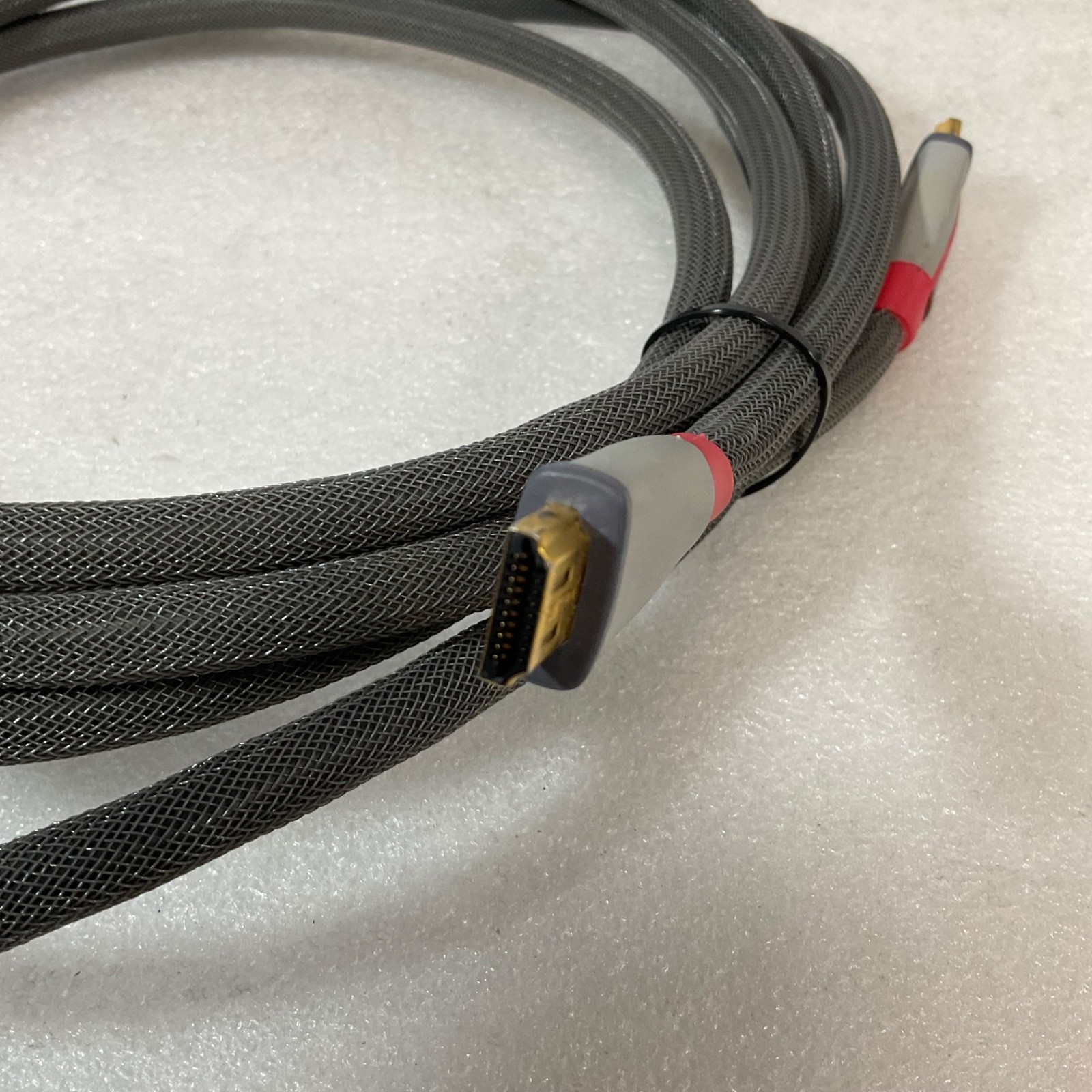 Rocketfish HDMI Cable 144 in Heavy Duty Braided Gray Red Gold Plated - Image 2