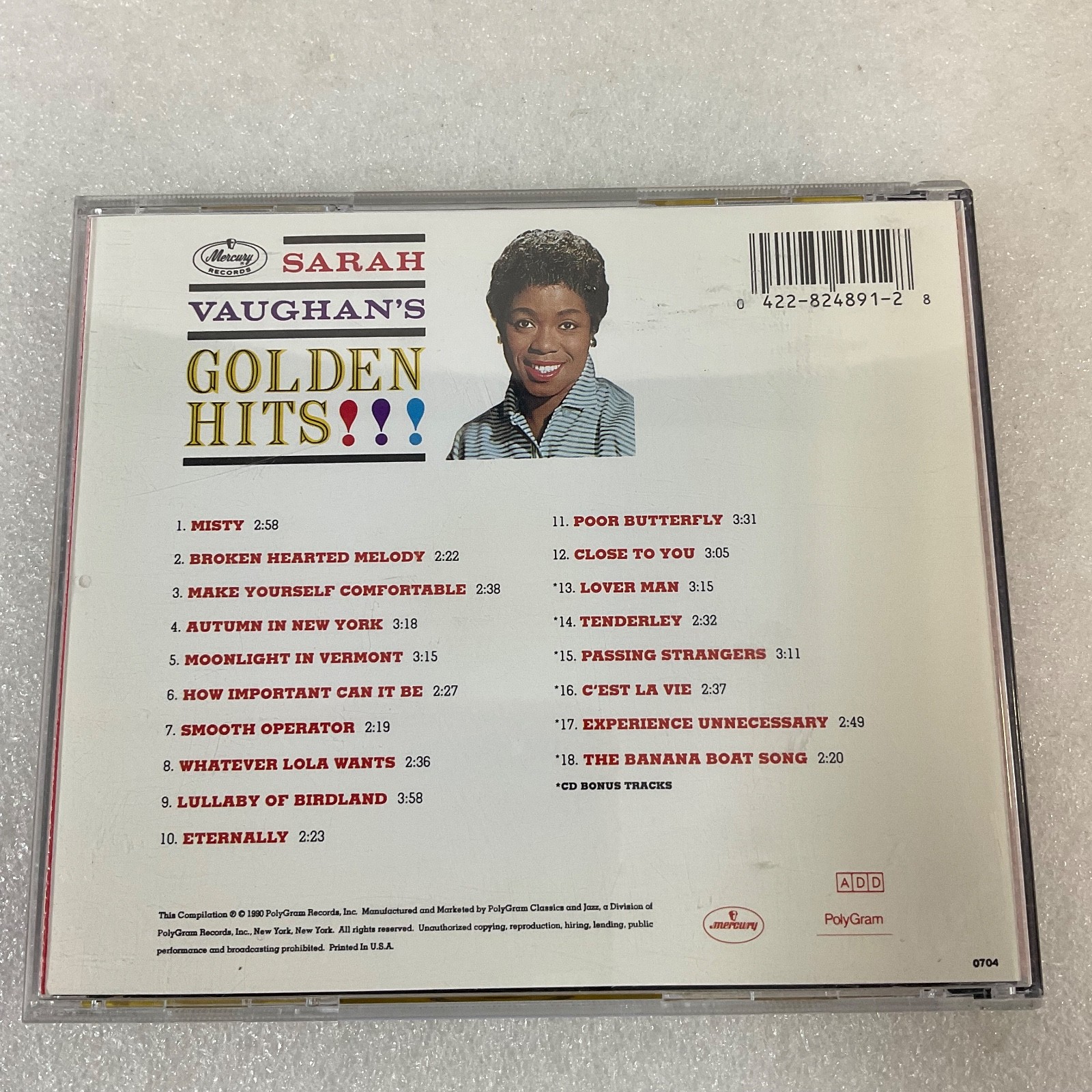 Sarah Vaughan Golden Hits CD Mercury Jazz Vocal Compilation Bonus Tracks - Image 2