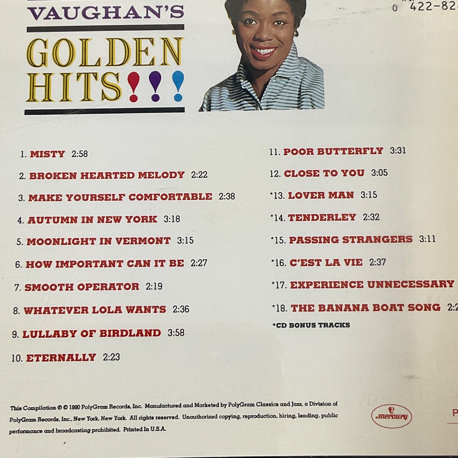 Sarah Vaughan Golden Hits CD Mercury Jazz Vocal Compilation Bonus Tracks - Image 11