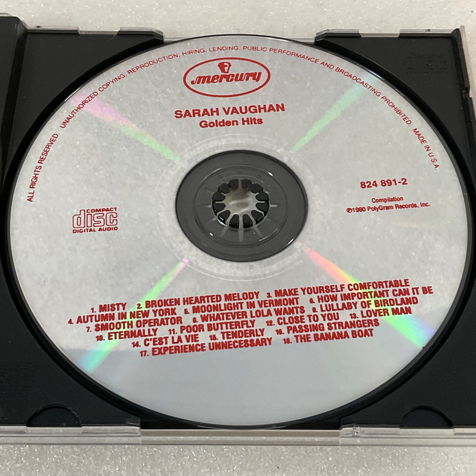 Sarah Vaughan Golden Hits CD Mercury Jazz Vocal Compilation Bonus Tracks - Image 13