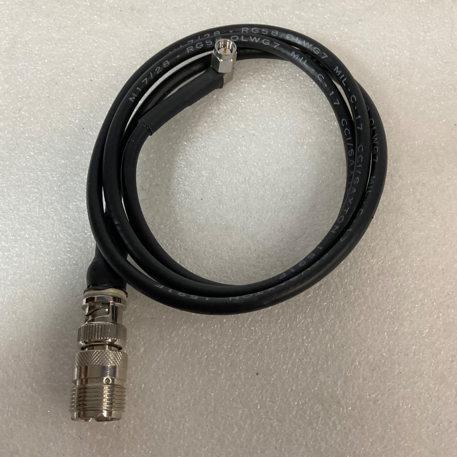 RG58 Coax Cable N Male to SMA Male 40 in Black RF Antenna Jumper - Image 1