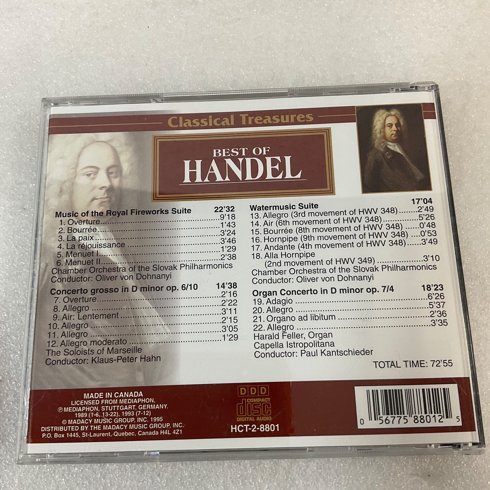 Best of Handel Classical Treasures CD Royal Fireworks Water Music DDD - Image 2