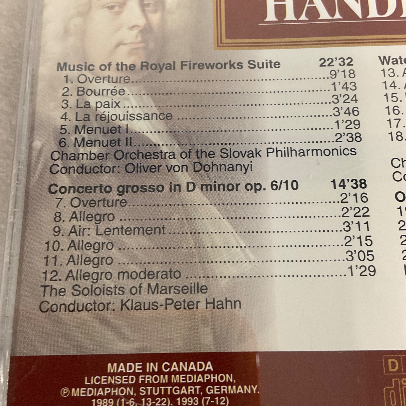 Best of Handel Classical Treasures CD Royal Fireworks Water Music DDD - Image 12