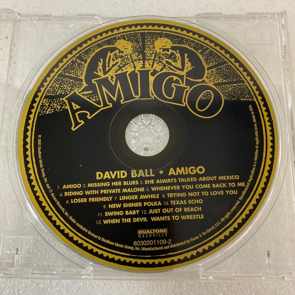 David Ball Amigo CD 2001 Country Album Dualtone Disc Only - Image 1