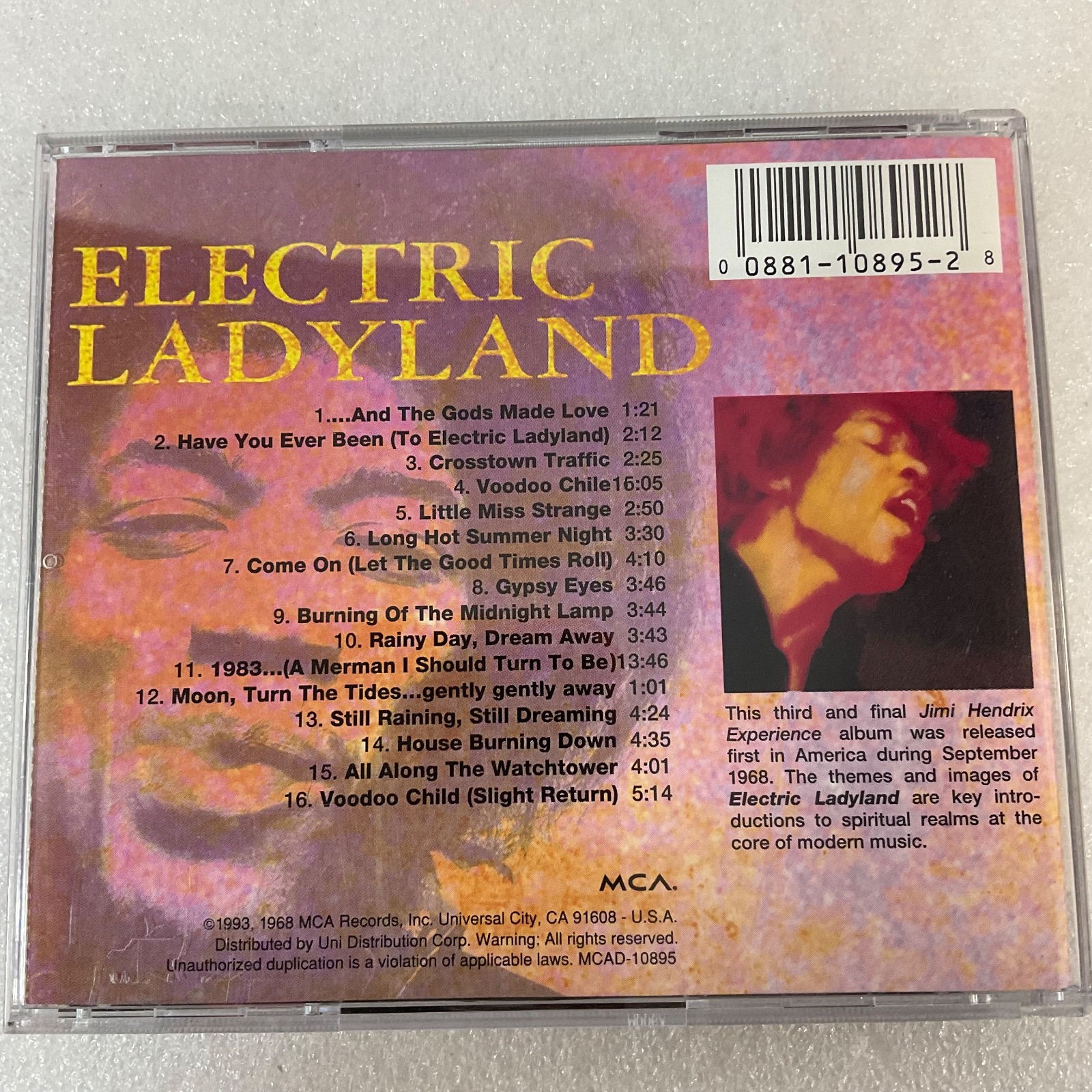 Jimi Hendrix Experience Electric Ladyland CD MCA MCAD-10895 Rock Classic - Image 2