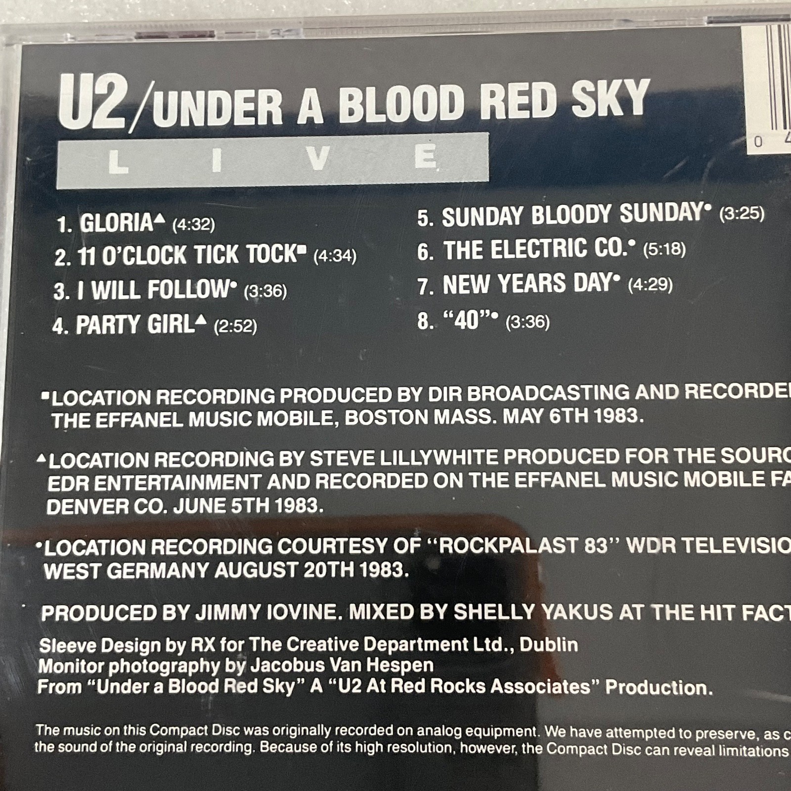 U2 Live Under a Blood Red Sky CD Island Records 1983 - Image 11