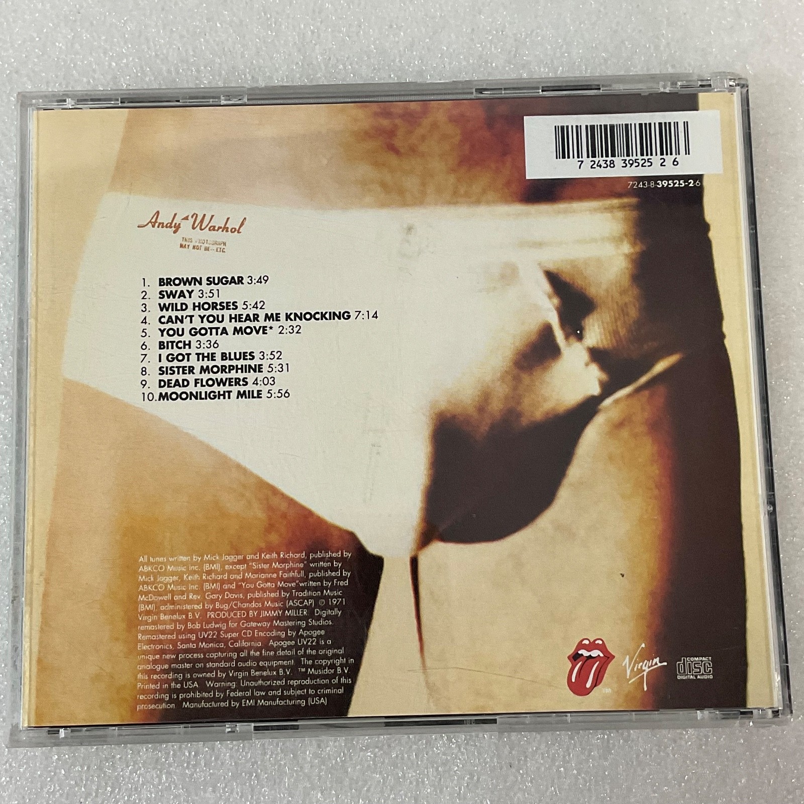 Rolling Stones Sticky Fingers CD Virgin Records Remastered 39525-2 - Image 2