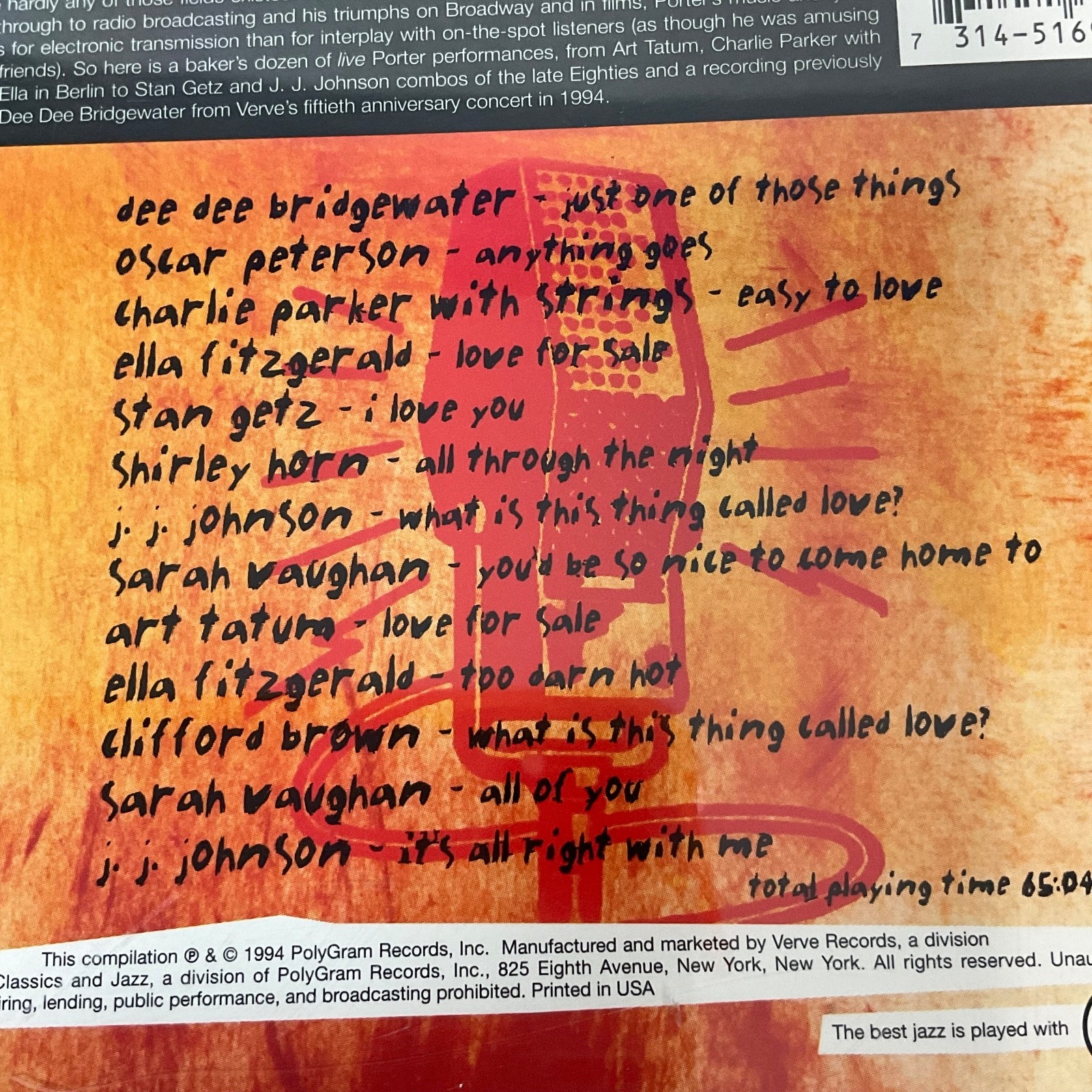 Cole Porter in Concert Just One of Those Live Things Jazz CD Verve 1994 - Image 11