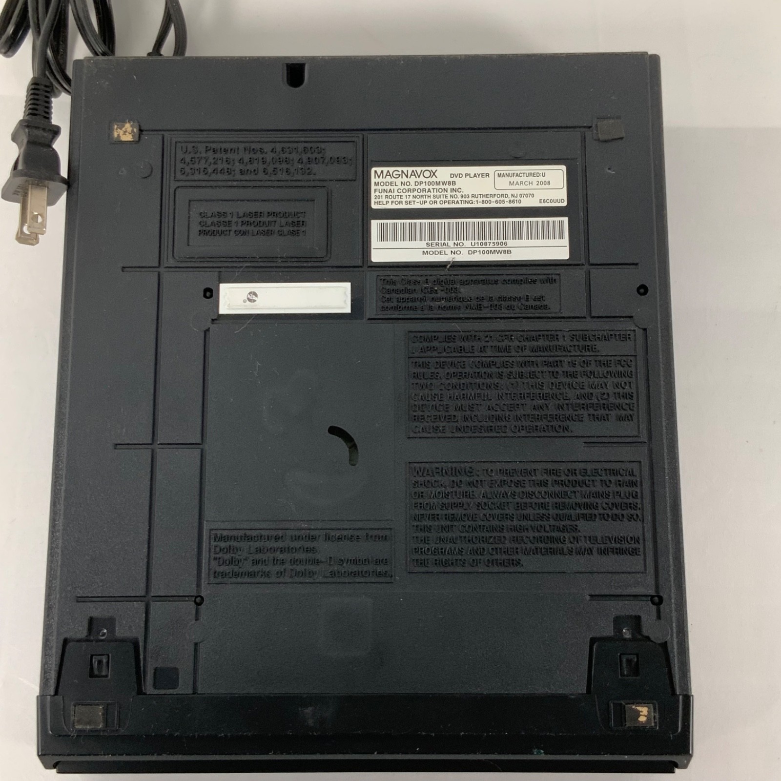 Magnavox DP100MW8B DVD Player Progressive Scan Dolby Digital 2008 No Remote - Image 8