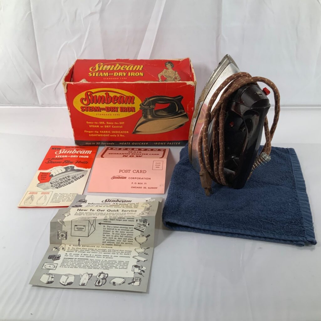 Vintage Sunbeam Steam Dry Iron Original Box Paperwork Tested Working - Image 1