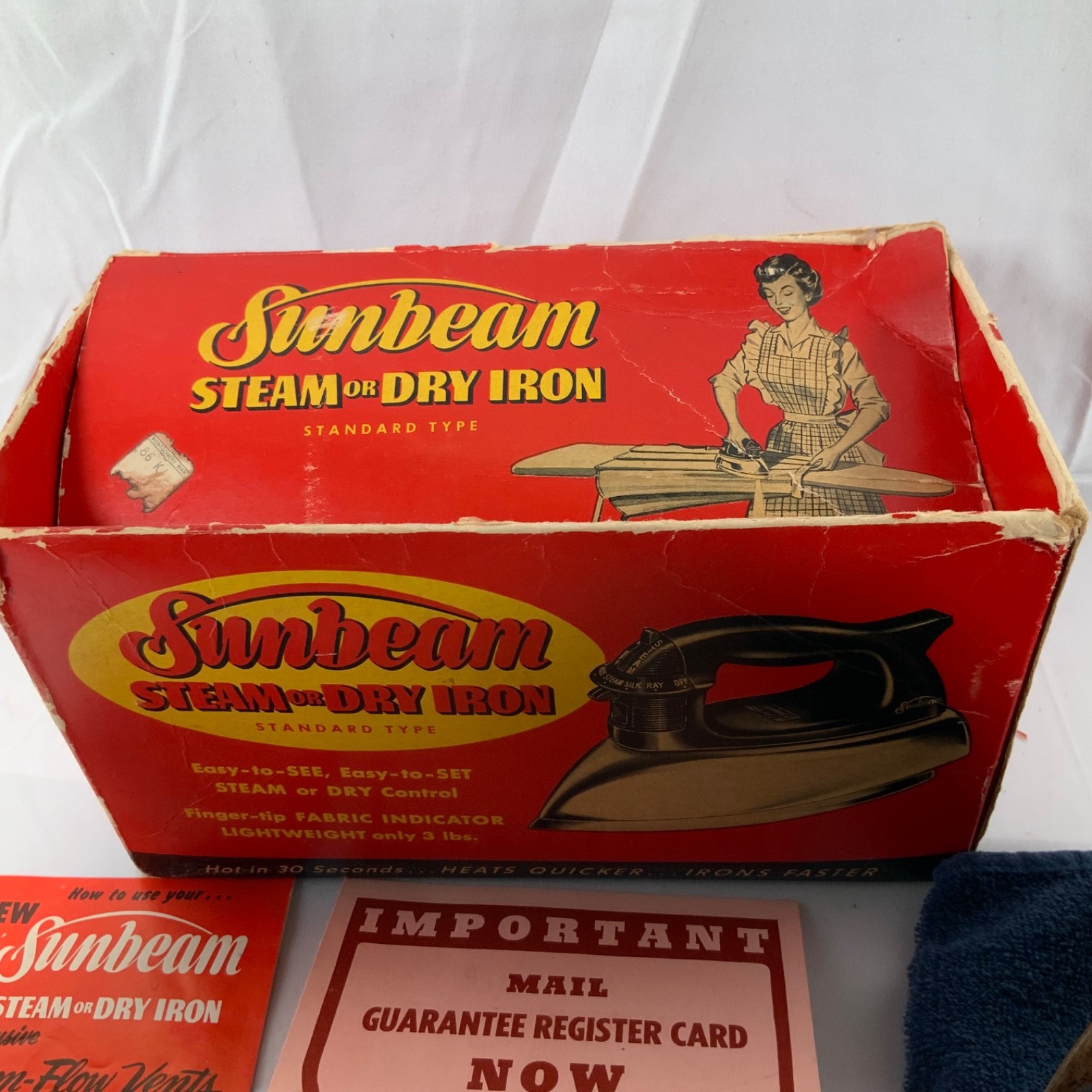Vintage Sunbeam Steam Dry Iron Original Box Paperwork Tested Working - Image 3