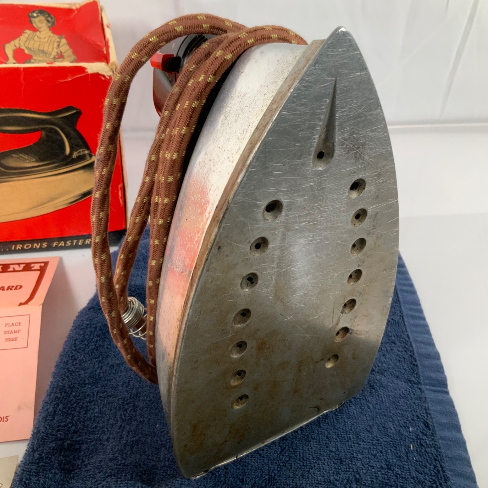 Vintage Sunbeam Steam Dry Iron Original Box Paperwork Tested Working - Image 5