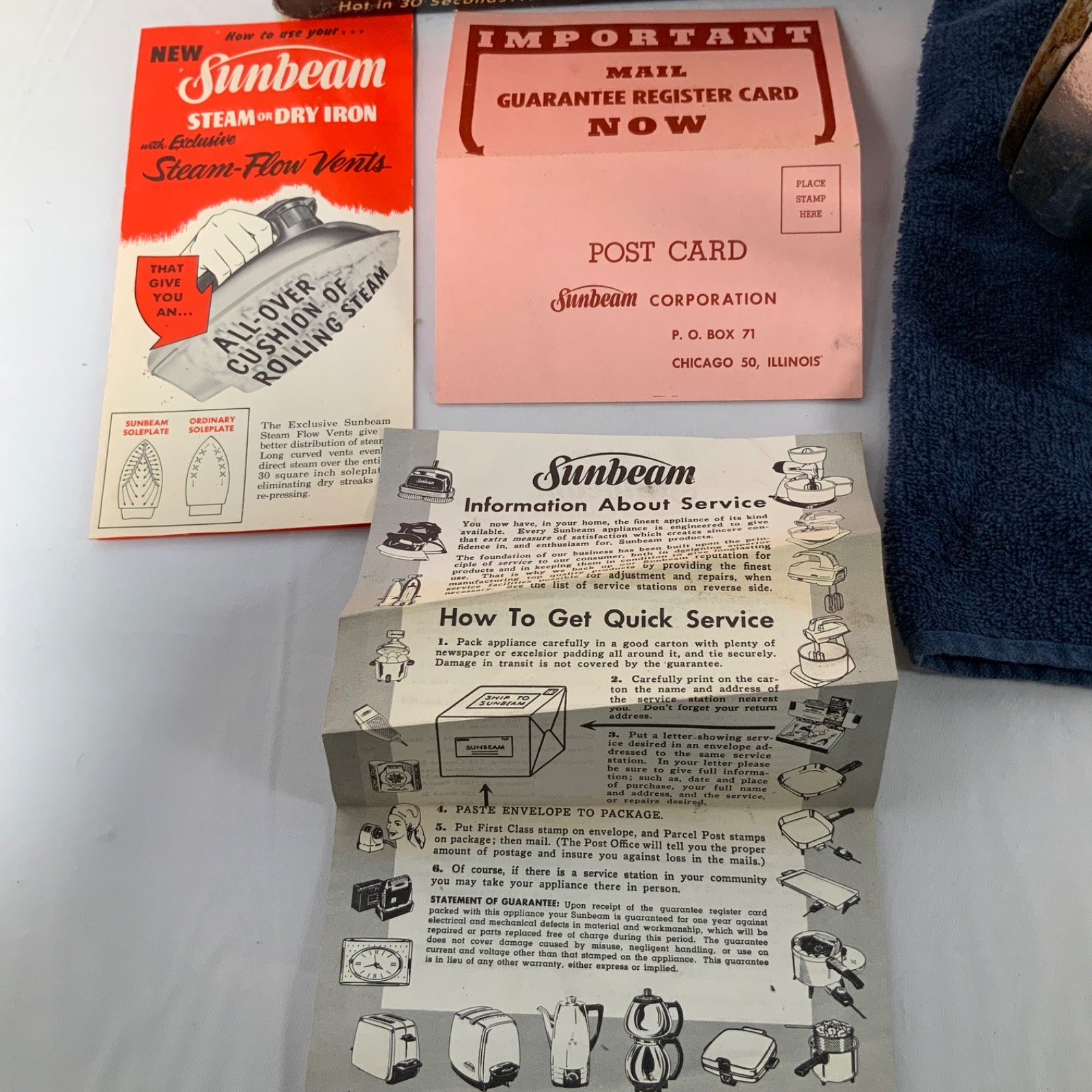 Vintage Sunbeam Steam Dry Iron Original Box Paperwork Tested Working - Image 2