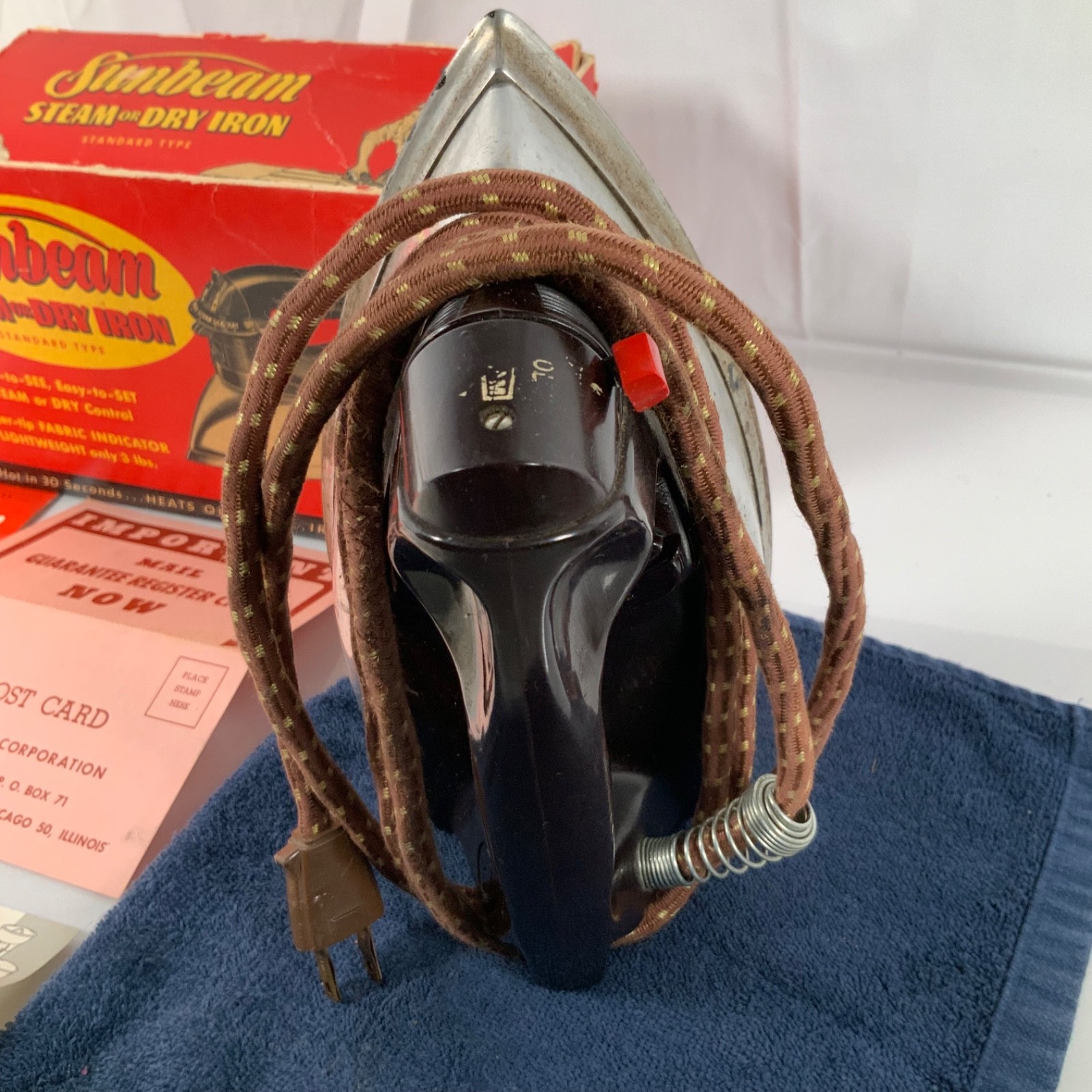Vintage Sunbeam Steam Dry Iron Original Box Paperwork Tested Working - Image 4