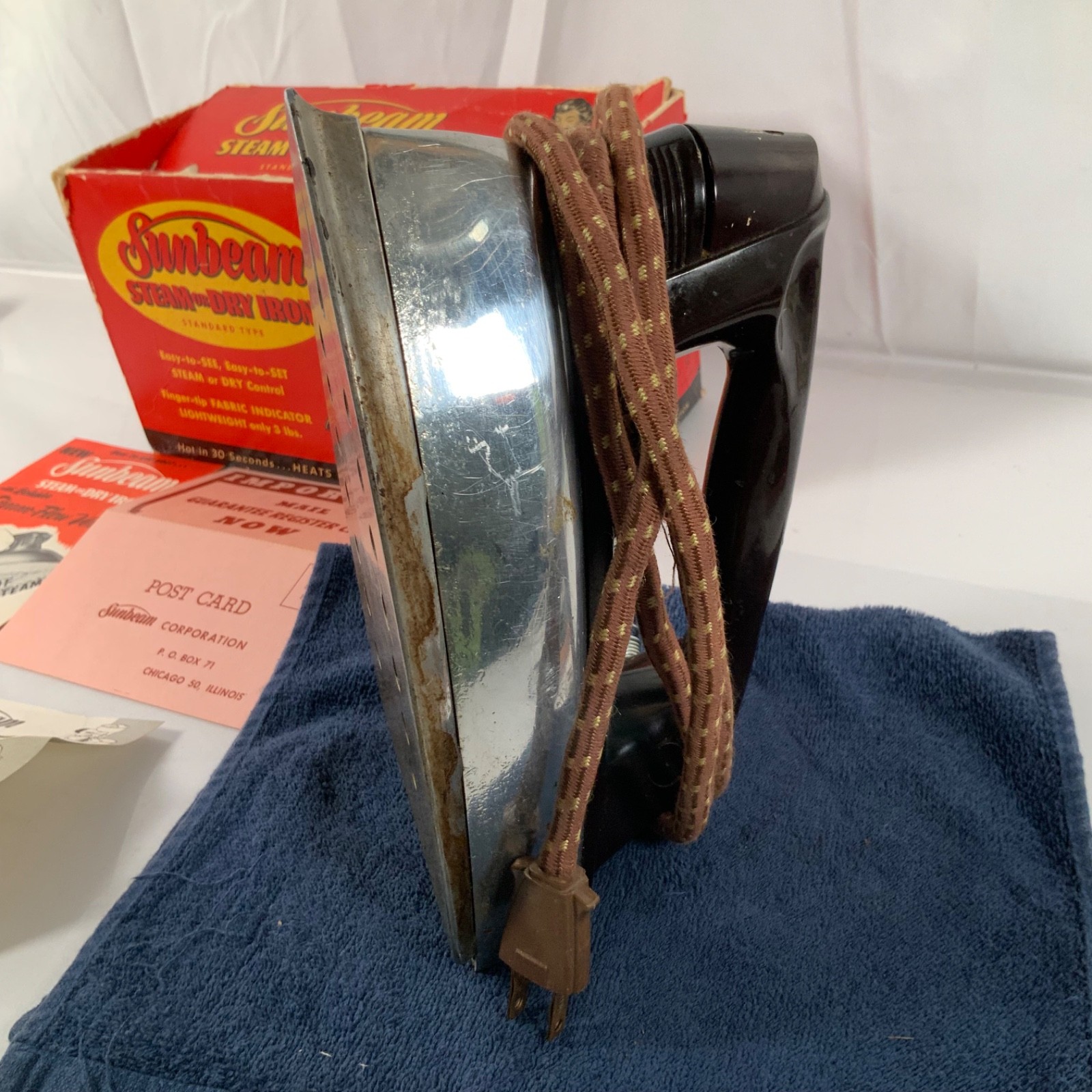 Vintage Sunbeam Steam Dry Iron Original Box Paperwork Tested Working - Image 6