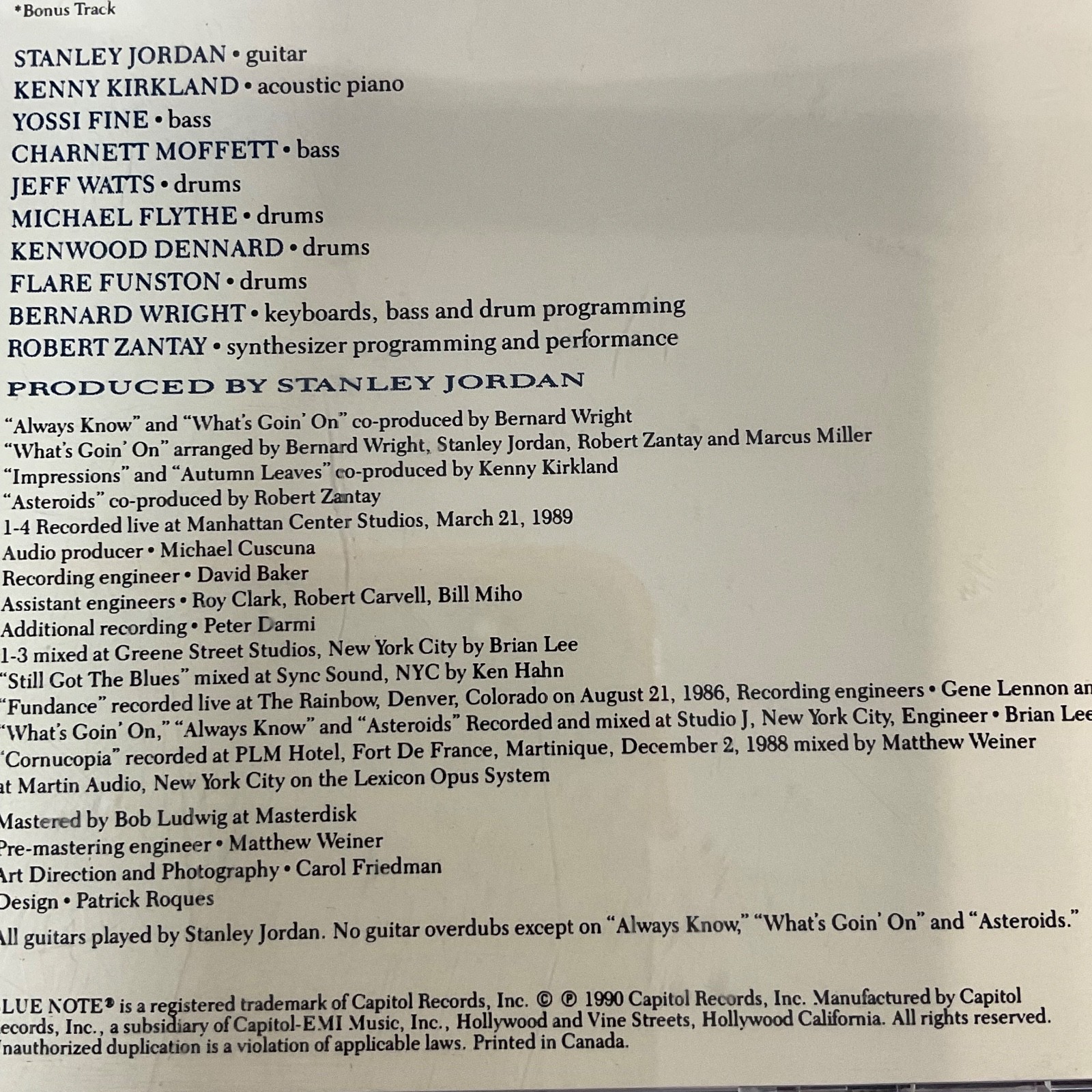 Stanley Jordan Cornucopia CD 1990 Blue Note Jazz Fusion Guitar - Image 12