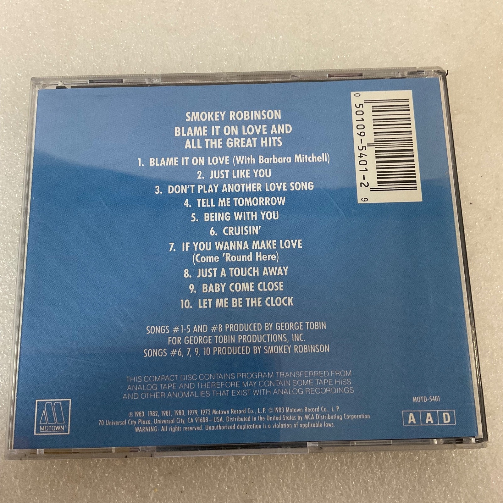 Smokey Robinson Blame It On Love And All The Great Hits CD Motown AAD - Image 2