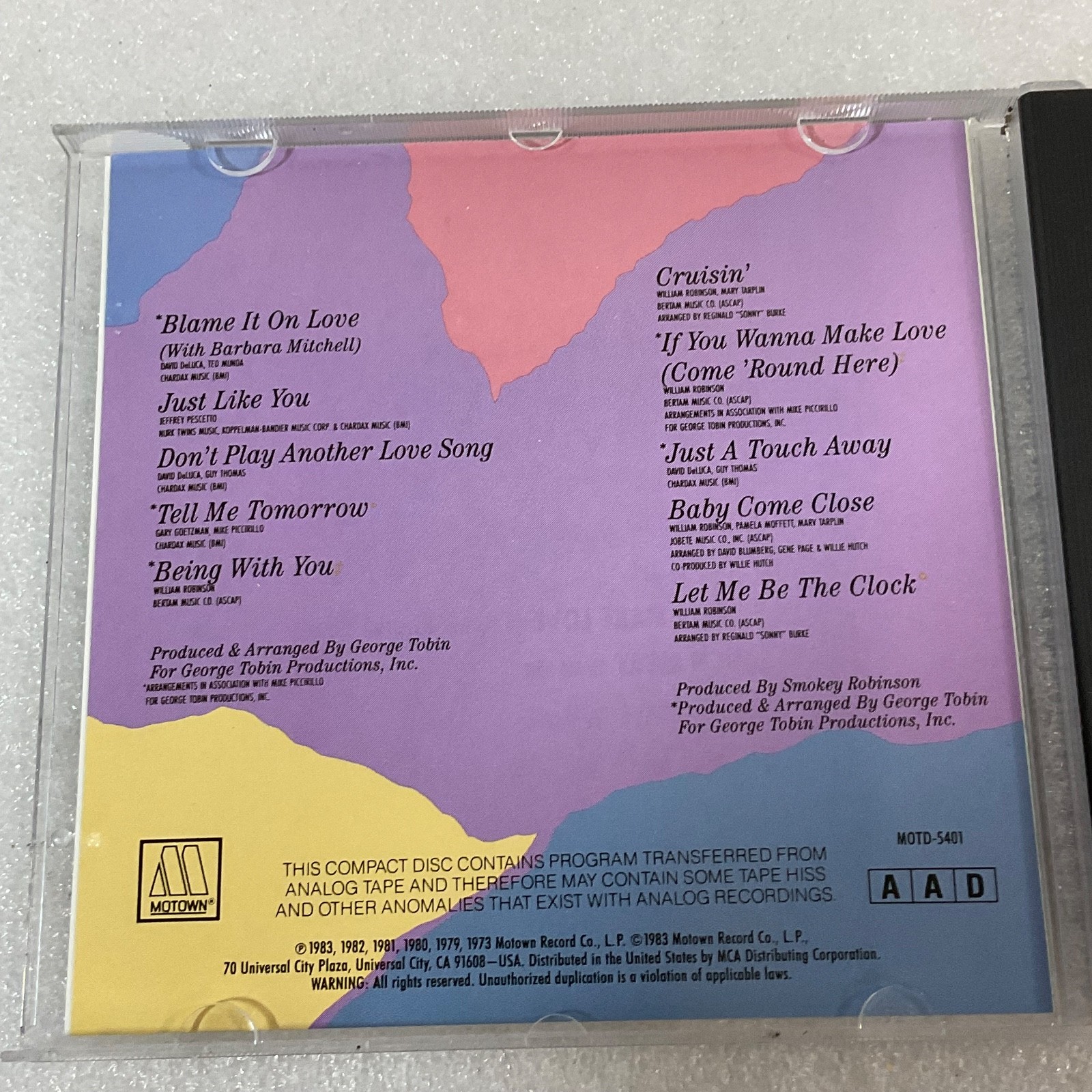 Smokey Robinson Blame It On Love And All The Great Hits CD Motown AAD - Image 11