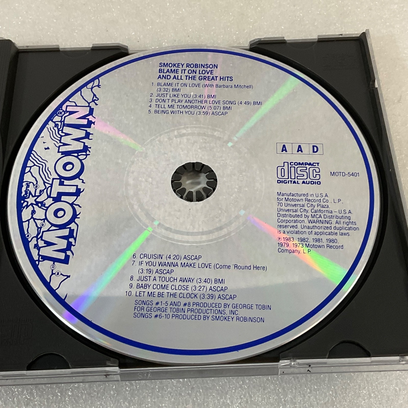 Smokey Robinson Blame It On Love And All The Great Hits CD Motown AAD - Image 12