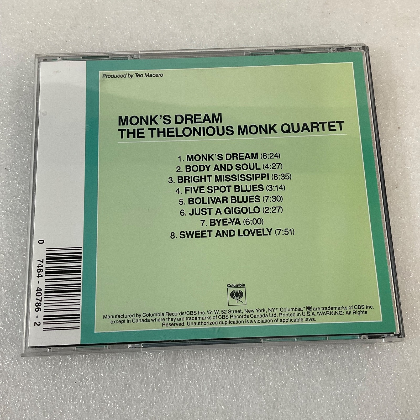 Thelonious Monk Quartet Monk’s Dream CD Columbia Jazz Remastered - Image 2