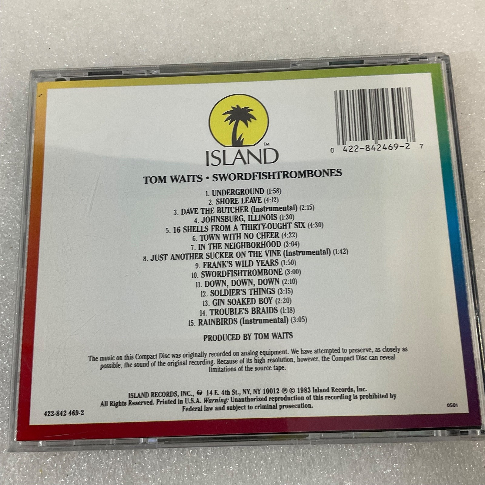 Tom Waits Swordfishtrombones CD Island Records Experimental Rock - Image 2