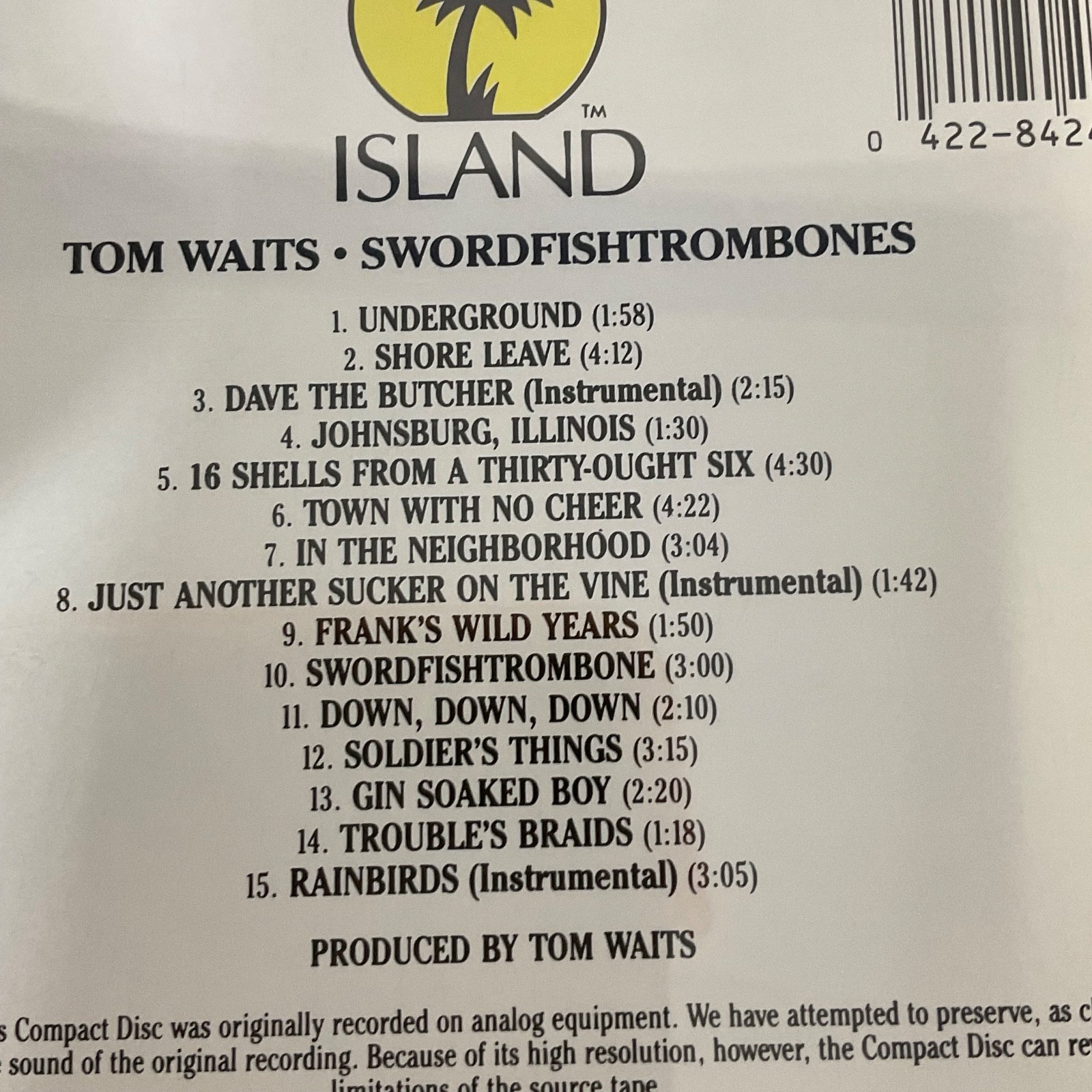 Tom Waits Swordfishtrombones CD Island Records Experimental Rock - Image 11