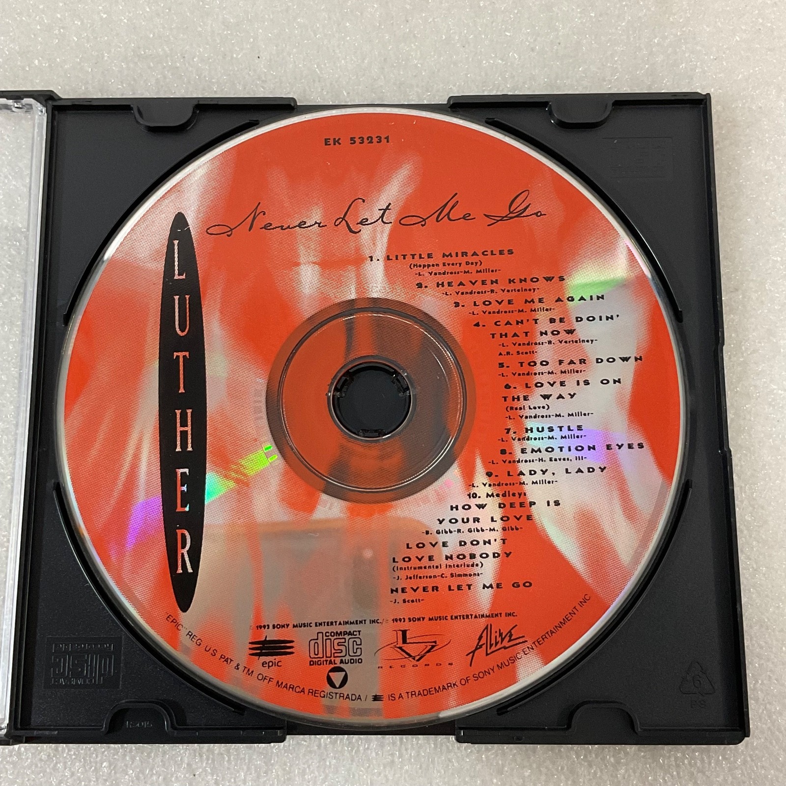 Luther Vandross Never Let Me Go CD 1993 Epic EK 53231 Soul R&B Disc Only - Image 1