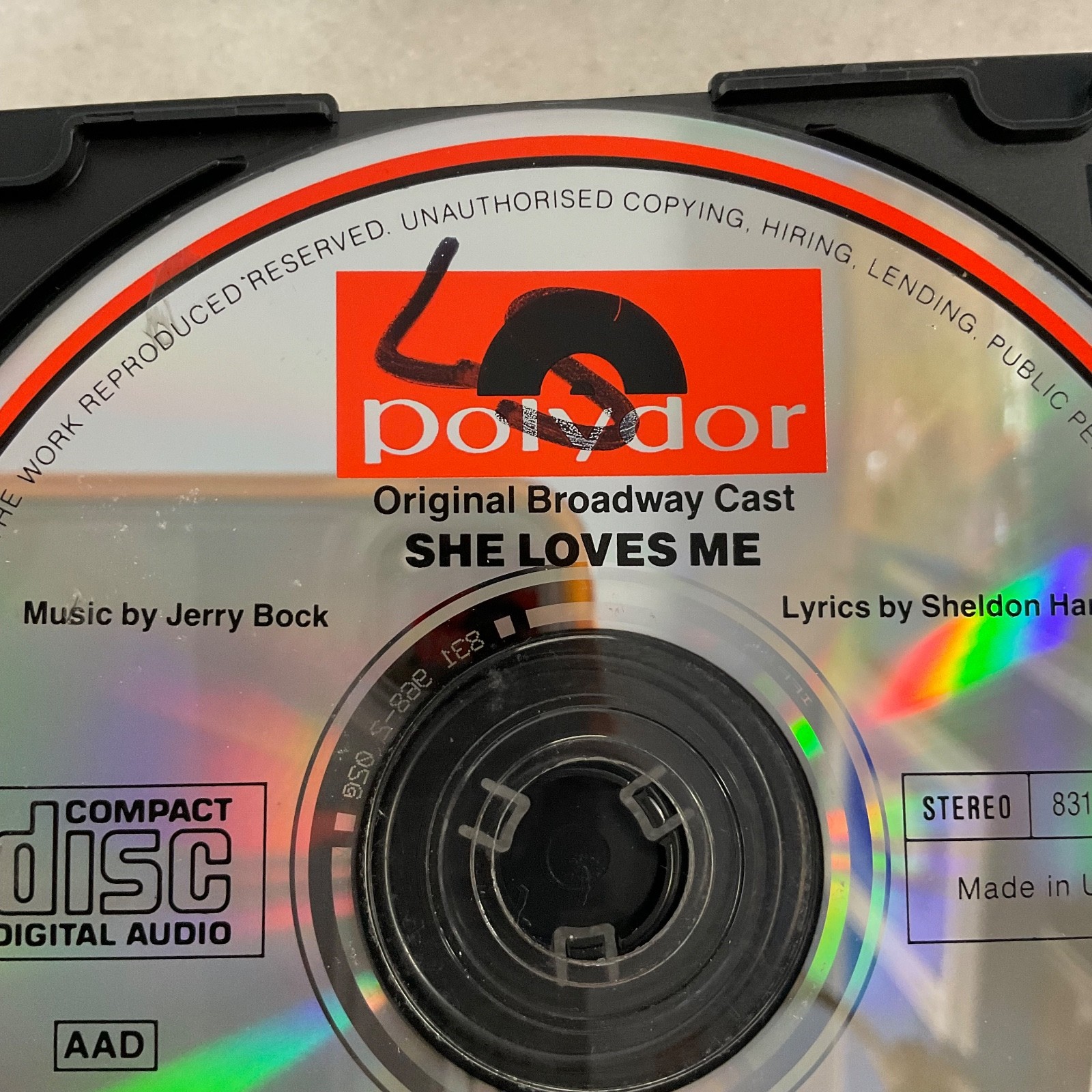She Loves Me Original Broadway Cast Polydor CD 831 968-2 Disc Only - Image 2