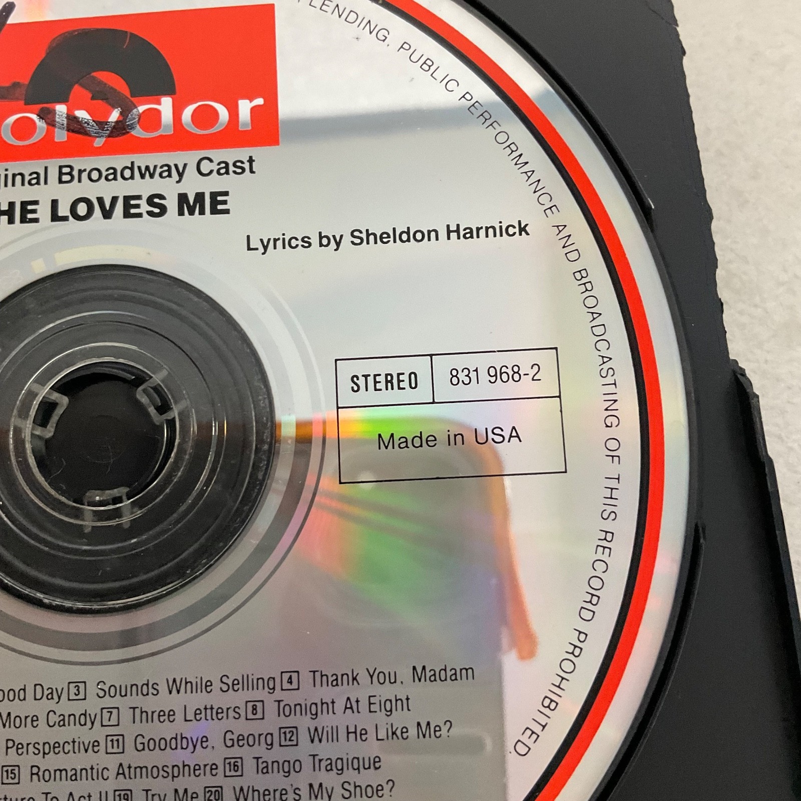 She Loves Me Original Broadway Cast Polydor CD 831 968-2 Disc Only - Image 6