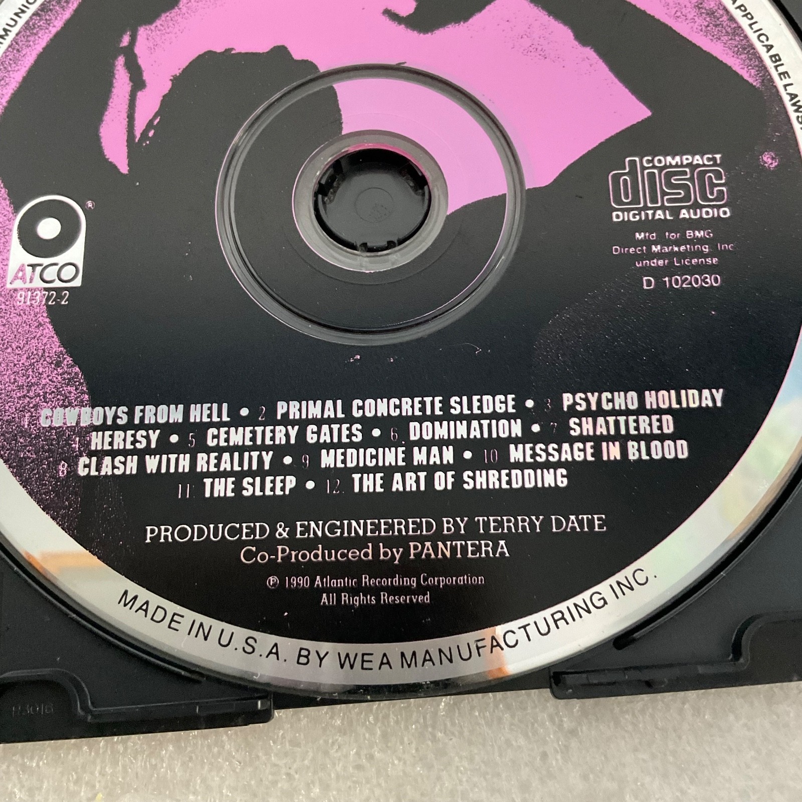 Pantera Cowboys From Hell CD Disc Only 1990 Groove Metal Album - Image 2