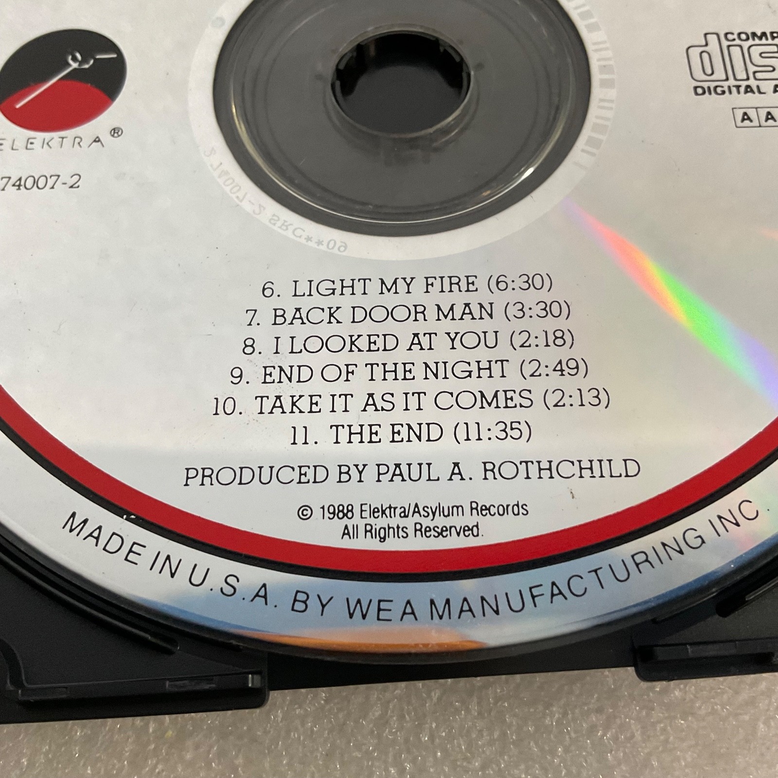 The Doors The Doors CD 74007-2 Classic Rock Album Disc Only - Image 3