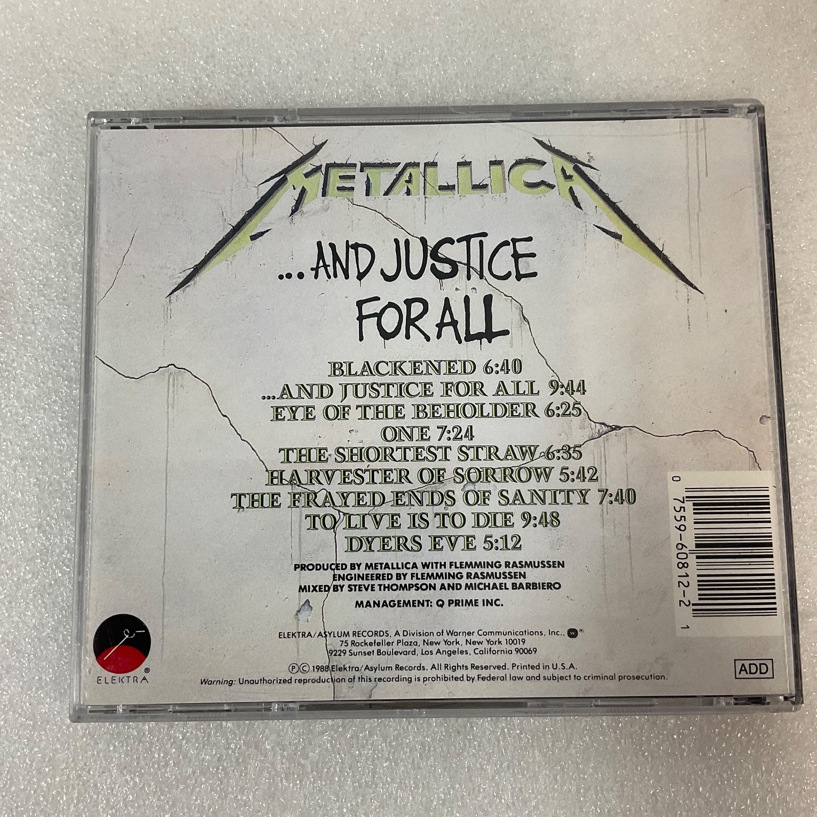 Metallica …And Justice For All CD Album Elektra 960812-2 1988 - Image 2