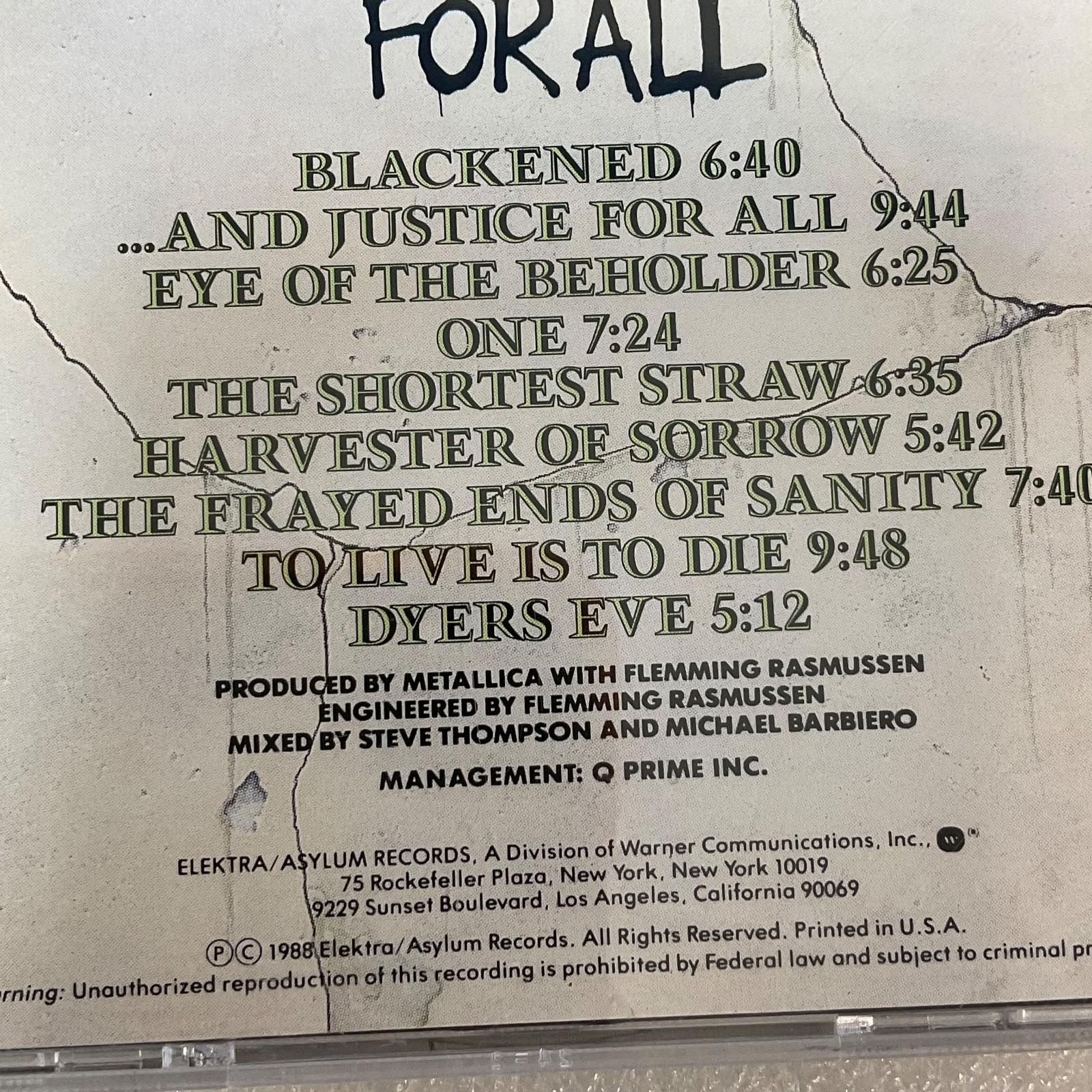Metallica …And Justice For All CD Album Elektra 960812-2 1988 - Image 11