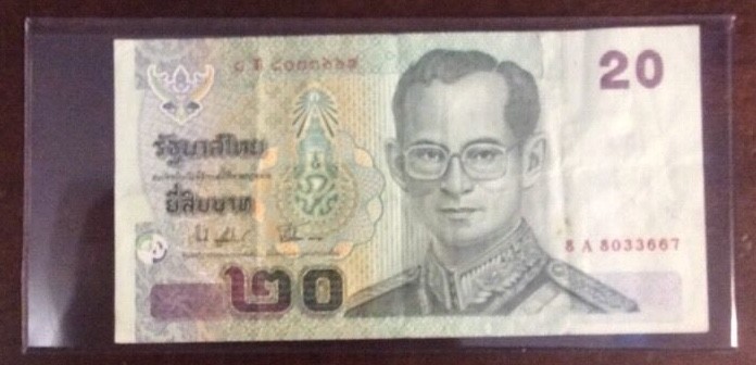 $20 Thailand Baht Banknote Ungraded Circulated Gnumismatist - Image 1