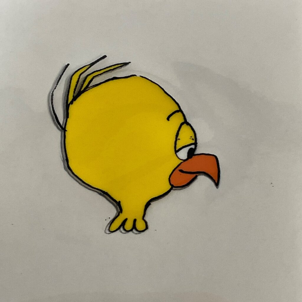 Vintage Duck Animation Cel Yellow Bird 12.5in x 10in Hand Painted Production Art - Image 1