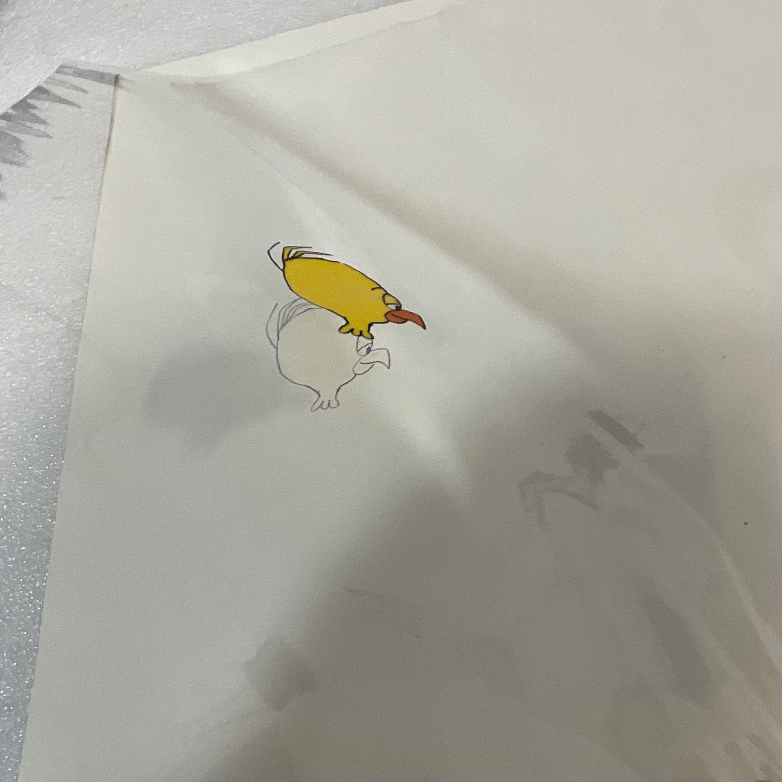 Vintage Duck Animation Cel Yellow Bird 12.5in x 10in Hand Painted Production Art - Image 5