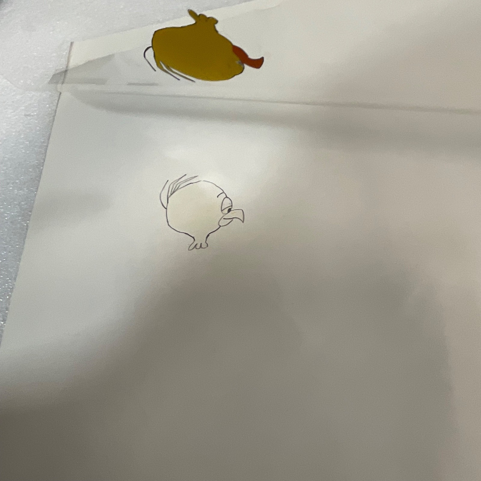 Vintage Duck Animation Cel Yellow Bird 12.5in x 10in Hand Painted Production Art - Image 6