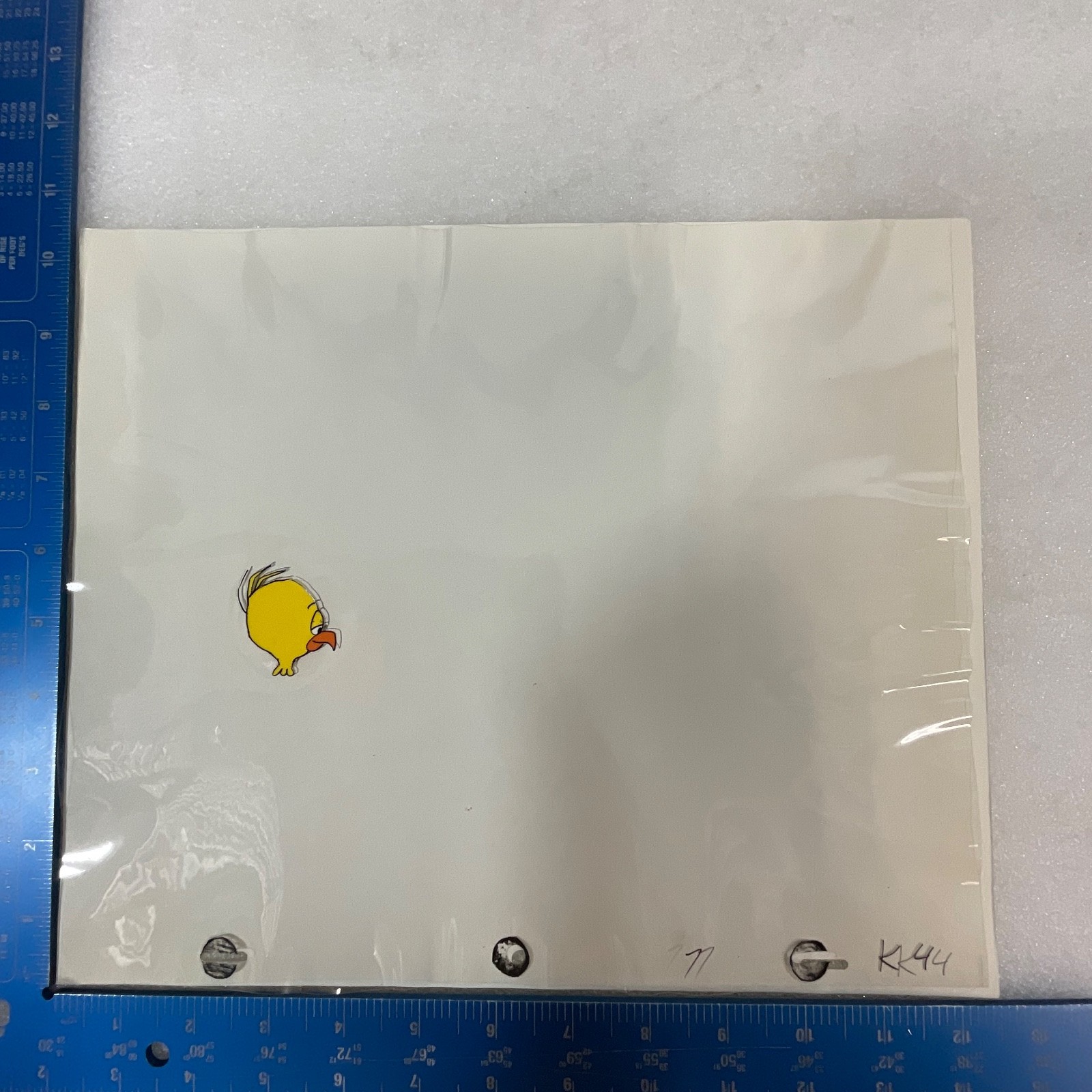 Vintage Duck Animation Cel Yellow Bird 12.5in x 10in Hand Painted Production Art - Image 10