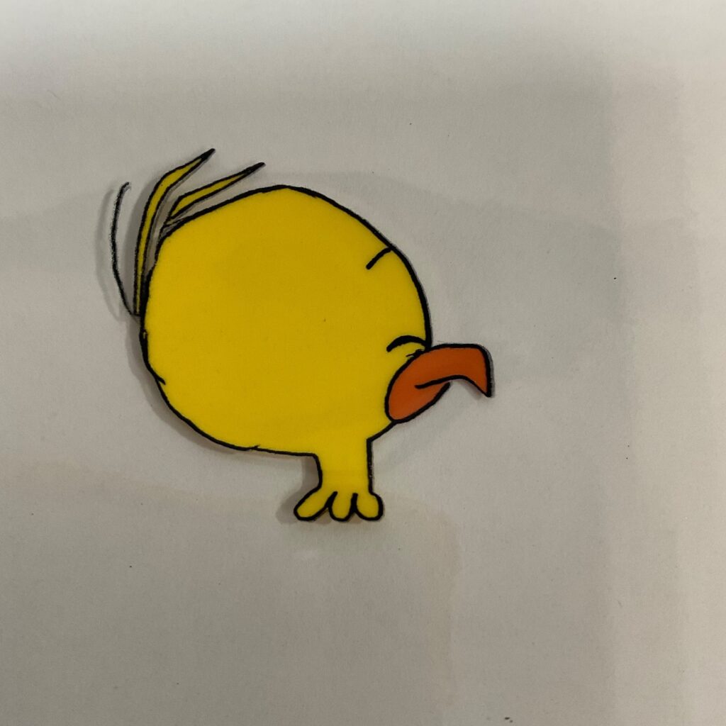 Vintage Duck Animation Cel Small Yellow Bird 12 in x 10 Production Art - Image 1