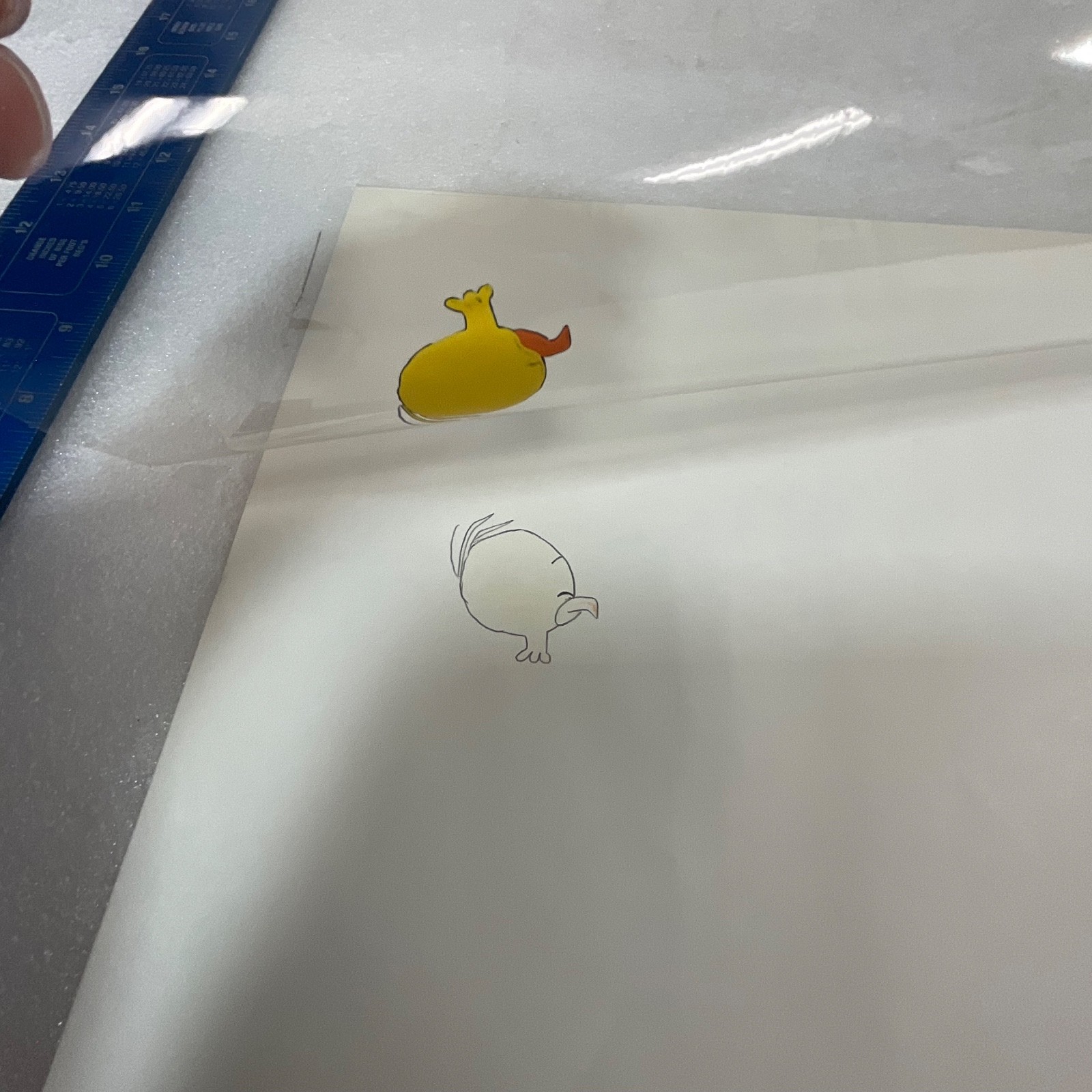 Vintage Duck Animation Cel Small Yellow Bird 12 in x 10 Production Art - Image 5