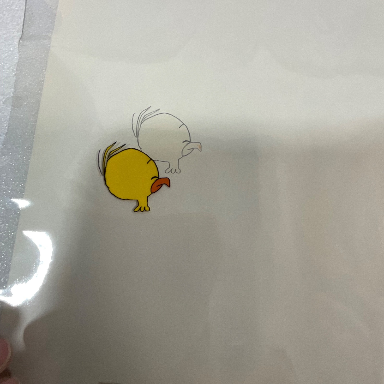 Vintage Duck Animation Cel Small Yellow Bird 12 in x 10 Production Art - Image 6